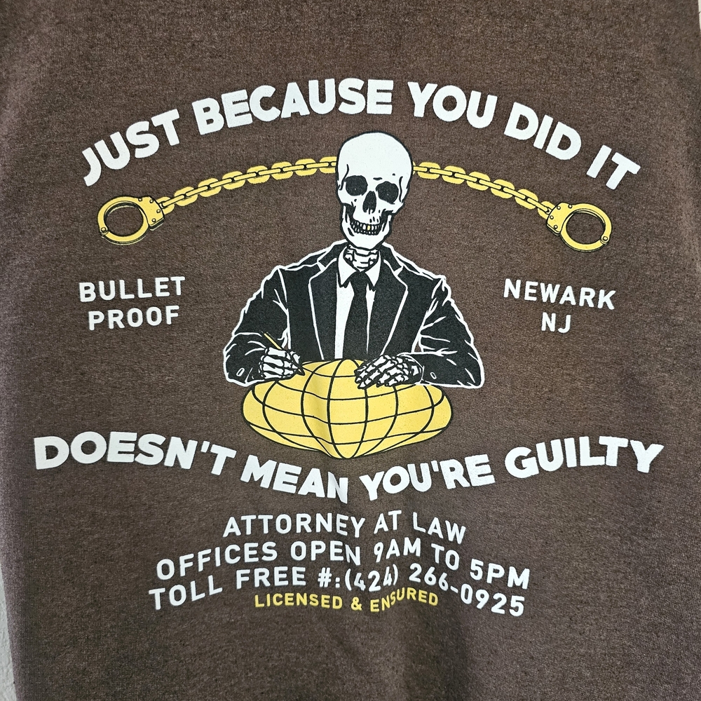 Brown Graphic Tee with Skeleton Design